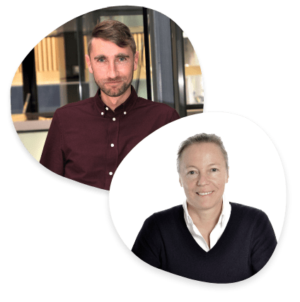 Kundenfoto von Michaela Kessner, Director of Learning and Development, Mediaplus Group Alexander Stauber, Head of Talentmanagement, Serviceplan Group